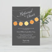 Paper Lanterns Orange Wedding Probe Dinner Einladung (Stehend Vorderseite)
