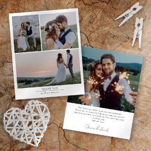 Paper Minimalistisch 4 Foto Wedding Vielen Dank Flyer