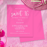 PAPER Modern Hot Pink Sweet 16 Geburtstag Einladun Flyer<br><div class="desc">Ein hochwertiges PAPER, keine 4, 5 x 5, 6" Alternativen OHNE Umschläge - Standard A6 sind die nahe Größe zu passen. Modern Hot Pink Sweet 16 Geburtstag Einladung. Minimalistischer typografischer Stil für das 16. Geburtstagsmädchen, mit einem Set informellen Skript für Sweet 16 und die Erholung des Textes können Sie leicht...</div>