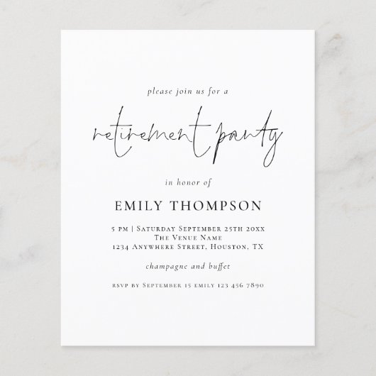 PAPER Moderne Script Retirement-Party Einladung Flyer (Vorne)