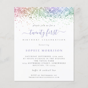 PAPER Multicolor Glitzer 21. Party Einladung Flyer