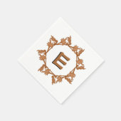 Paper Napkin - Blätter in Circle mit Initial Serviette (Ecke)