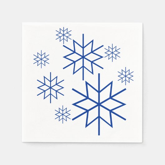 Paper Napkin - Blaue Schneeflocken Serviette (Vorderseite)