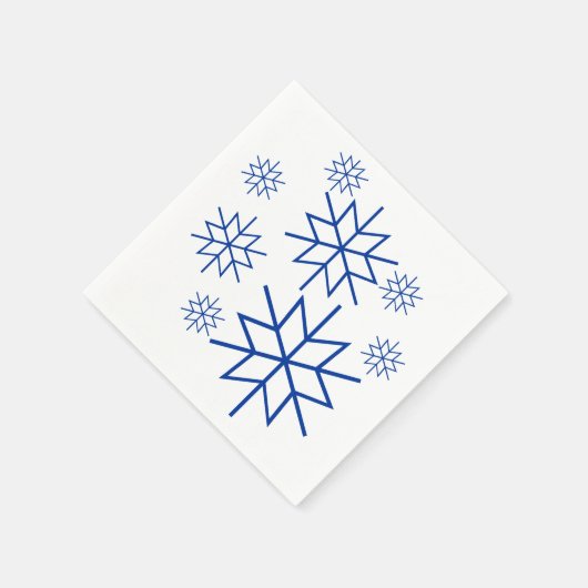 Paper Napkin - Blaue Schneeflocken Serviette (Ecke)