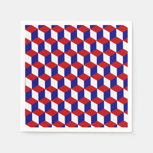 Paper Napkin - Blocktäuschung in Rot, Weiß, Blau Serviette (Vorderseite)