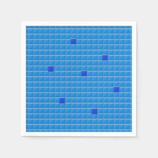 Paper Napkin - Blue Square Mosaik Serviette (Vorderseite)