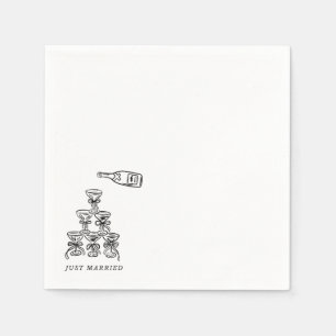 Paper Napkin - Champagner Tower Just Married Serviette