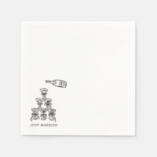Paper Napkin - Champagner Tower Just Married Serviette
