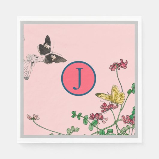 Paper Napkin CUSTOM INITIAL JAPANESE BUTTERFLIS Serviette (Vorderseite)