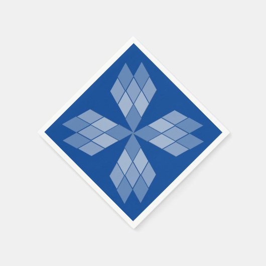 Paper Napkin - Diamantblätter auf blau Serviette (Ecke)