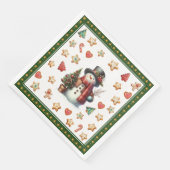Paper Napkin Dinner Snowman and Christmas Cookies Serviette (Ecke)