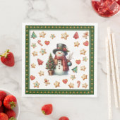 Paper Napkin Dinner Snowman and Christmas Cookies Serviette (Beispiel)