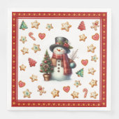 Paper Napkin Dinner Snowman and Christmas Cookies Serviette (Vorderseite)