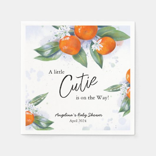 Paper Napkin für Babydusche mit Mandarine Serviette (Vorderseite)