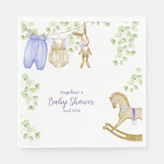 Paper Napkin für Babydusche. Serviette (Vorderseite)