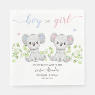 Paper Napkin für Koala Gender Reveal Party. Serviette
