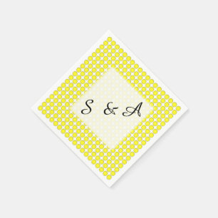 Paper Napkin - Gelbe Punkte mit Initialen Serviette