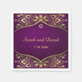 Paper Napkin Gold Mandala zur Lila jüdischen Hochz Serviette (Vorderseite)