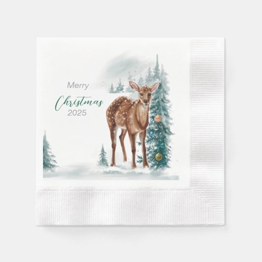 Paper Napkin "Graceful Christmas Doe" Serviette (Vorderseite)