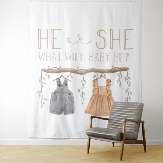 Paper Napkin, He or She, Baby shower, Wandteppich (Beispiel)