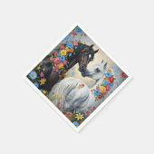 Paper Napkin Horses framed in flowers Serviette (Ecke)