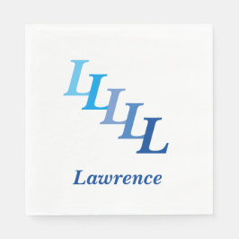 Paper Napkin - Initialen mit Namen in Blau Serviette