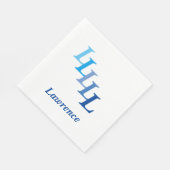 Paper Napkin - Initialen mit Namen in Blau Serviette (Ecke)