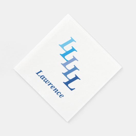 Paper Napkin - Initialen mit Namen in Blau Serviette (Ecke)