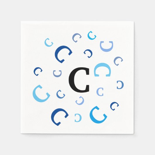 Paper Napkin - Jumbled Letters in Blue Serviette (Vorderseite)