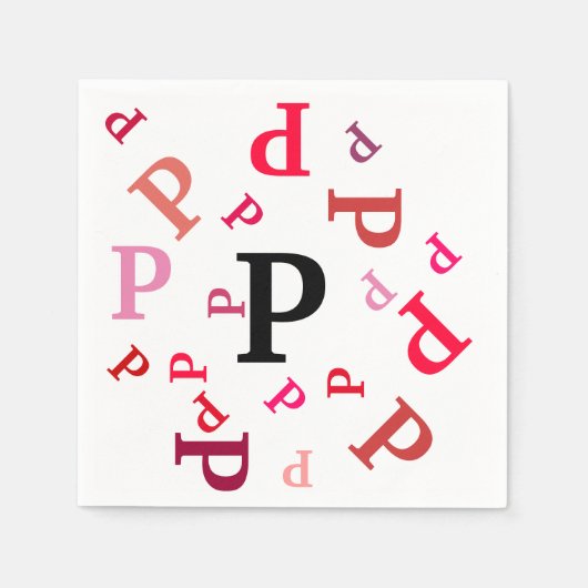 Paper Napkin - Jumbled Letters in Reds und Pinks Serviette (Vorderseite)