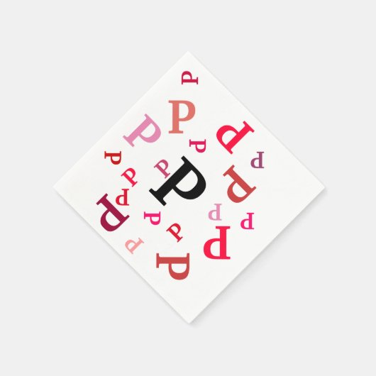 Paper Napkin - Jumbled Letters in Reds und Pinks Serviette (Ecke)