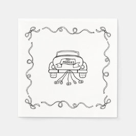 Paper Napkin - Just Married - Getaway Car Serviette