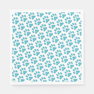 Paper Napkin Lt Blue Paw Prints Serviette