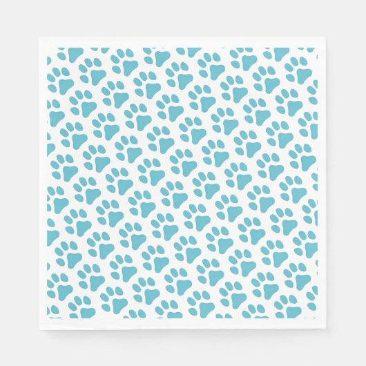 Paper Napkin Lt Blue Paw Prints Serviette (Vorderseite)