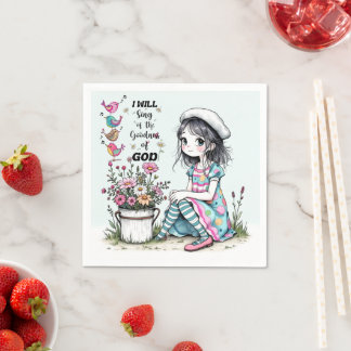 Paper Napkin Niedlich Whimsy Girl mit farbenfrohen Serviette