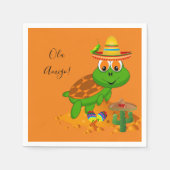 Paper Napkin, Orange Turtle Sombrero mexikanisch Serviette (Vorderseite)