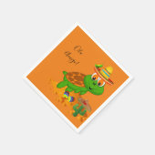 Paper Napkin, Orange Turtle Sombrero mexikanisch Serviette (Ecke)