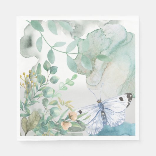 Paper Napkin Pastells Floral Butterfly Serviette (Vorderseite)