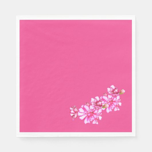 Paper Napkin - Pink Stripped Geraniums Serviette (Vorderseite)