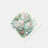 Paper Napkin-Pink Victorian Christmas Serviette (Ecke)