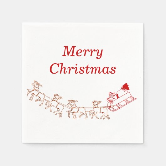 Paper Napkin - Santa and Sleigh (v2) Serviette (Vorderseite)
