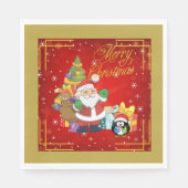 Paper Napkin Santa Claus und Penquin Serviette (Vorderseite)
