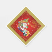 Paper Napkin Santa Claus und Penquin Serviette (Ecke)