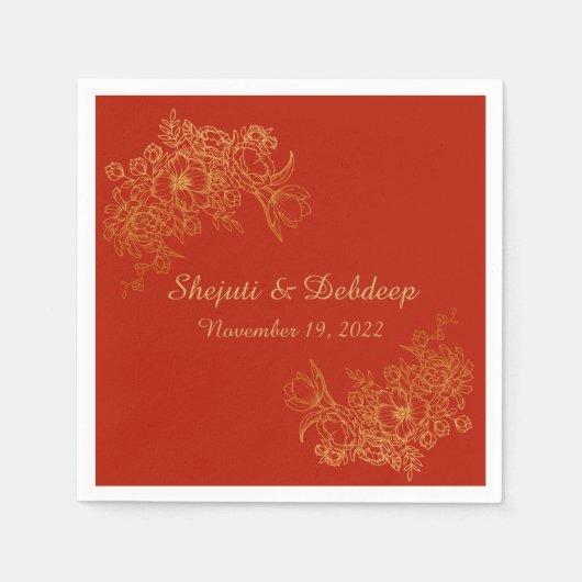 Paper Napkin with Elegant Red & Gold Serviette (Vorderseite)