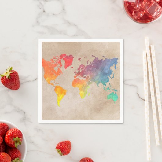 Paper Napkin World Map #map Serviette (Beispiel)