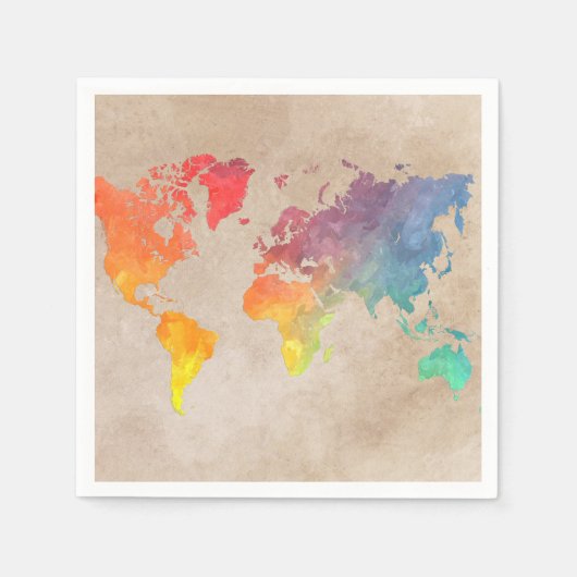 Paper Napkin World Map #map Serviette (Vorderseite)