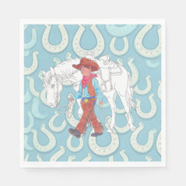 Paper Napkin Young Cowboy and Horse Serviette