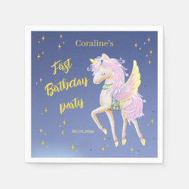 Paper Napkin zum ersten Geburtstag mit Einhorn Serviette