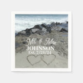 Paper Napkin - Zwei Herzen im Sand Serviette (Vorderseite)