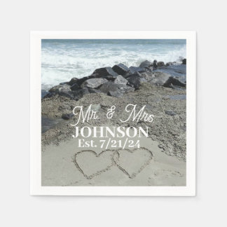 Paper Napkin - Zwei Herzen im Sand Serviette